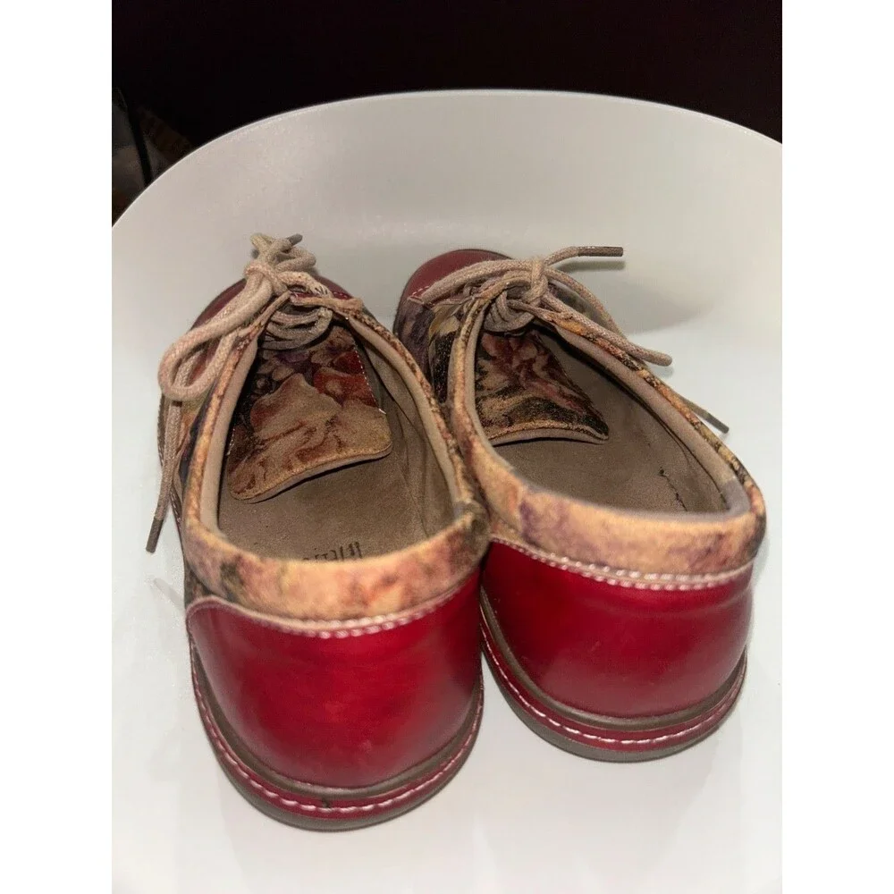 L’Artiste Spring Step Bibbie Rose Floral Sneakers size 38/7.5 Artsy Red Leather